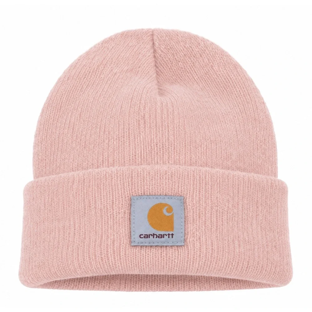 Carhartt‎ Pink Knit Beanie Hat Logo Patch Winter Y2K Streetwear